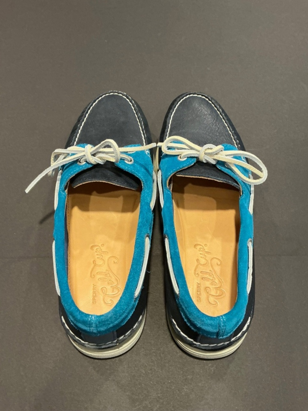 Sperry Top Sider Leather Suede Boat Shoes Blue Colorblock Men’s Size 10 - Picture 4 of 16